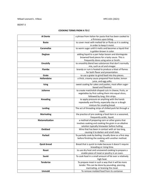 Basic Cooking Terms 的图像结果