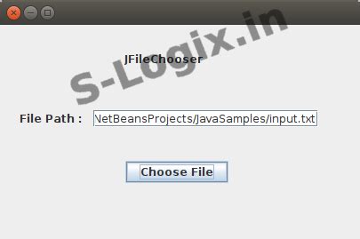 Sample code for use JFileChooser in Java | S-Logix
