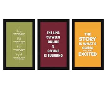 Jitesh Art Set of 3 Motivational Inspirational Library Quotes Painting ...