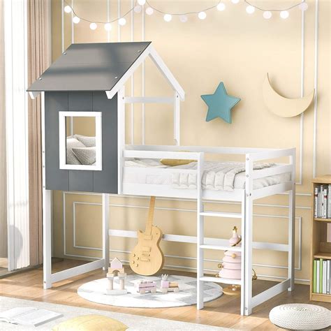 MAFOROB Twin Size Loft Bed with Roof ,Window, India | Ubuy