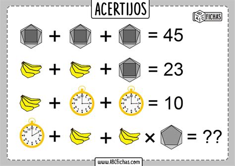Acertijos Matemáticos Fáciles Para Niños | PARA IMPRIMIR