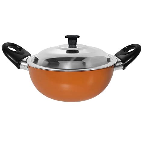 Buy Kitchen Chef Non-Stick Mini Kadhai with Steel Lid Induction Cool ...