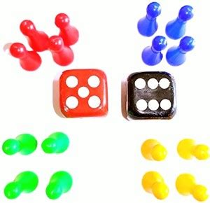 HK Sport & Toys Big Ludo Tokens with Two 24 mm Dice Board Game ...