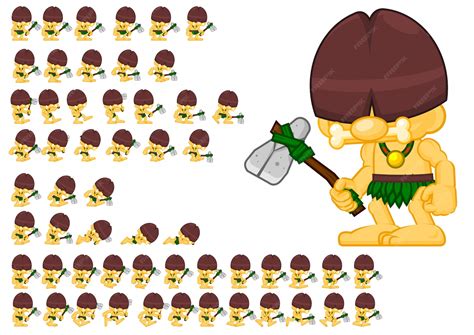 Cavemen game sprites | Premium Vector