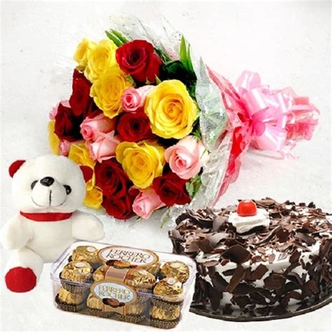 Order Total Combo Of Flowers Cake Teddy & Chocolates online | Get same ...