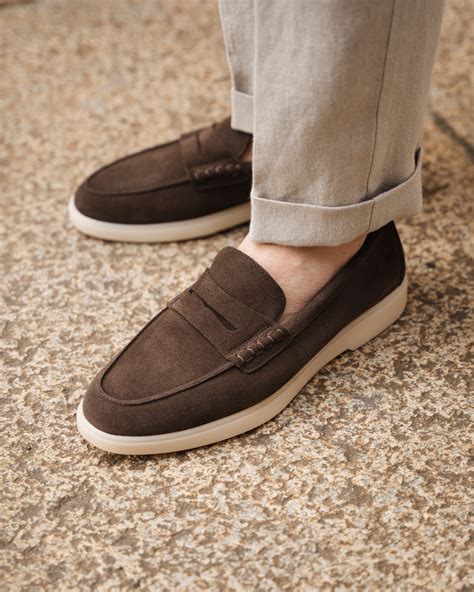 Vellano Ashmere Suede Loafers in Dark Brown