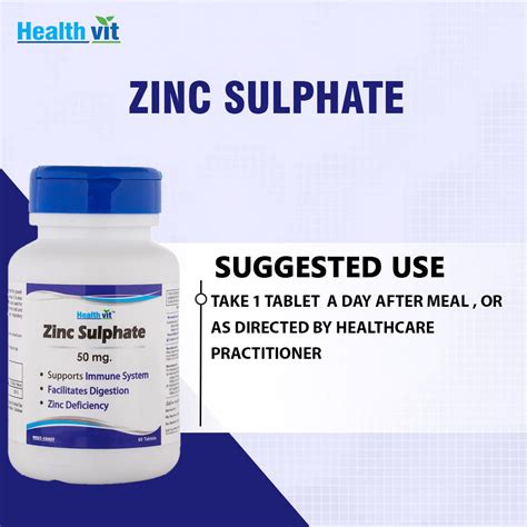 Healthvit Zinc Sulphate 50 mg, 60 Tablets Price, Uses, Side Effects ...