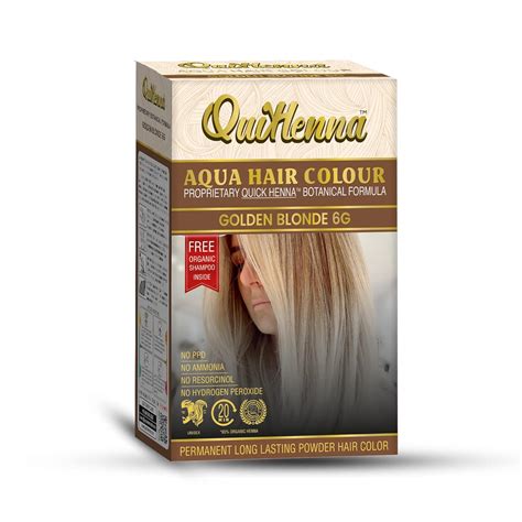 Buy QuikHenna Aqua Powder Hair Colour 6G Golden Blonde for Men & Women ...