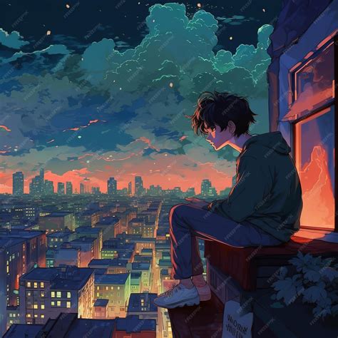 Lofi anime boy | Premium AI-generated image