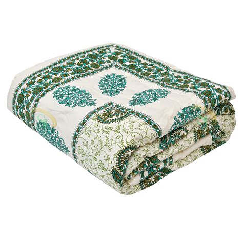 Buy SJ Art & Crafts 410 TC Green Jaal Printed Light Weight Pure Cotton ...