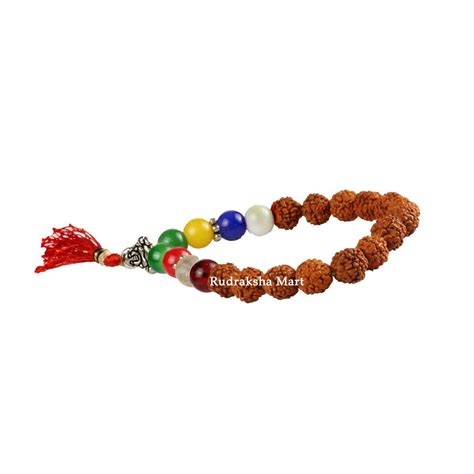 Buy Online 5 Mukhi Rudraksha With 7 Chakra Beads Bracelet for Men and ...