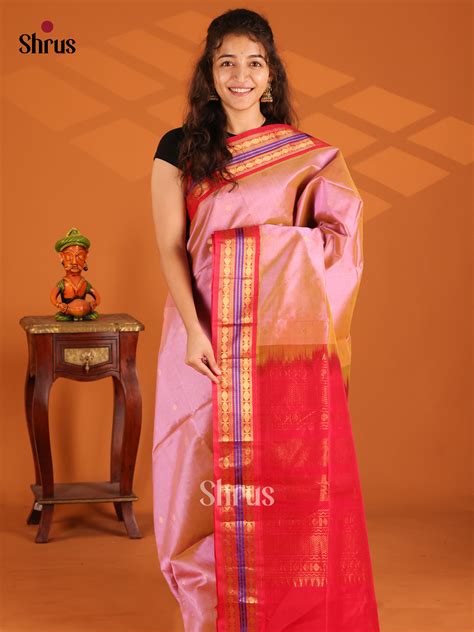 Dusty Pink & Red Silk Cotton Saree | Buy Cotton Silk Sarees