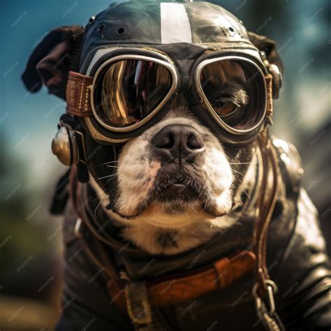 Premium Photo | A dog wearing a pilots helmet and goggles ai