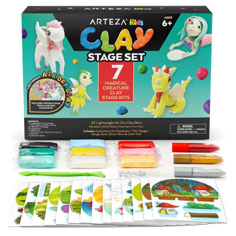 Arteza Kids Air Dry Clay 42 Bars Magical Creature Modeling | Desertcart ...