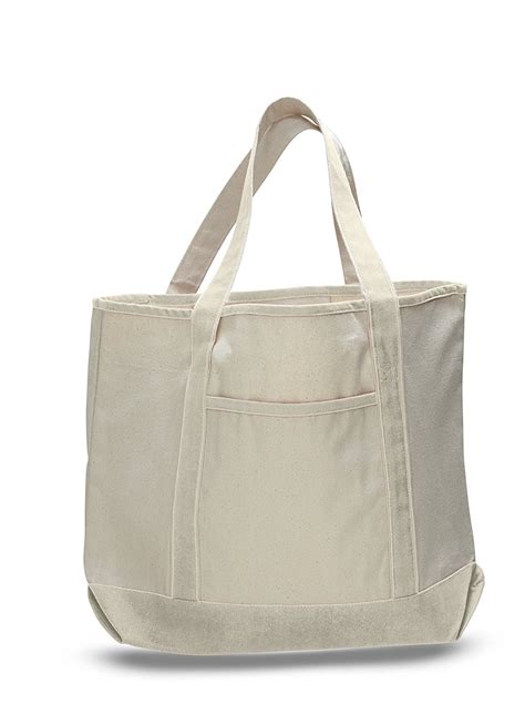 22" Spacious Durable Large Canvas Tote Bag w/Front Pocket Pool Beach ...