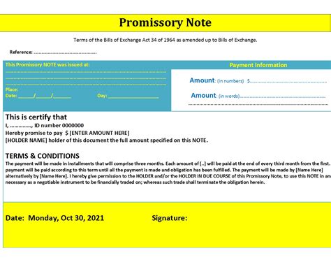 Promissory Note Template Word 的图像结果