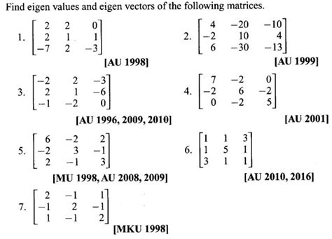 Properties of eigen values - Matrices
