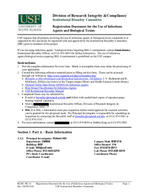 Fillable Online Registration document for the Use of Infectious Agents ...