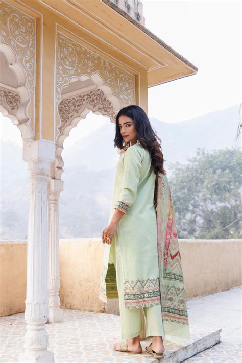 Kidar Ethnic Weave & Embordered Straight Kurta with Pant & Dupatta - P ...