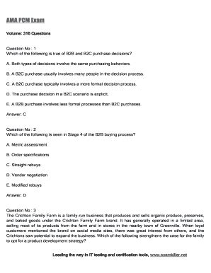 Ama Pcm Exam - Fill Online, Printable, Fillable, Blank | pdfFiller