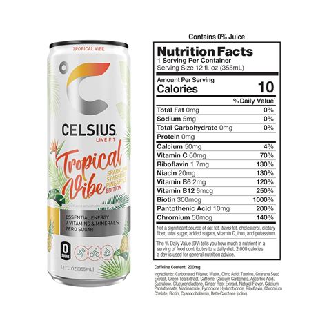 Celsius Sparkling Tropical Vibe Energy Drink 12 Fl Oz (Pack of 12 ...
