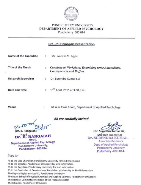 Pre-PhD Synopsis Presentation of Mr.Aneesh V.Appu on 15th April 2015 ...