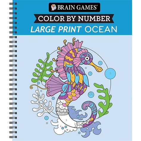 Brain Games Large Print Ocean Color by Number Coloring Book, Color ...