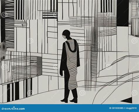 Bold Outlines, Deep Meaning: Illustration in a Modern Style Stock ...