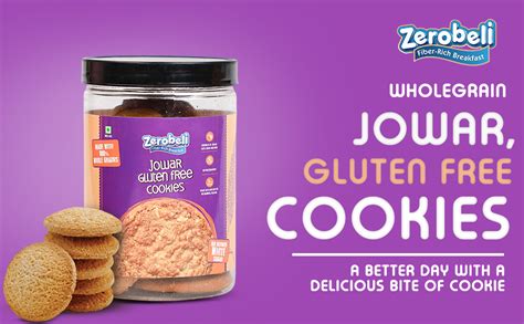 Zerobeli 100% Wholegrain Jowar Gluten Free Cookies 250g Jar- Pack of ...