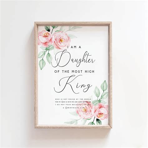 I Am the Daughter of a King Print,2 Corinthians 6:18 Scripture Wall Art ...