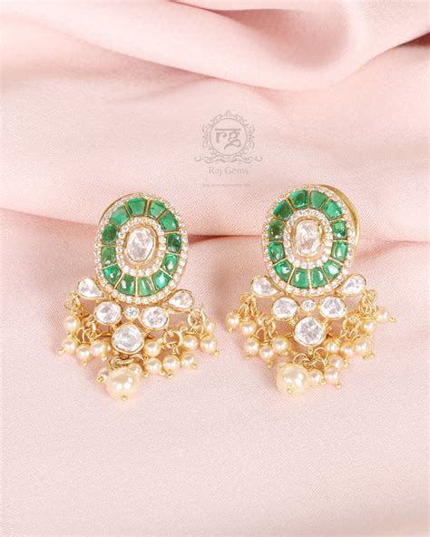 925 Silver Designer Green Stud Earrings – Raj Gems