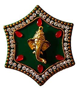 DMS RETAIL Red and Green Handcrafted Acrylic Stone Studded Ganesh ...