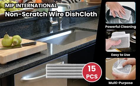 Trendz Home® (15 Pack) Non-Scratch Dish Wash Cloth, Steel Wire Dish ...