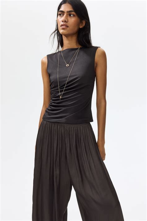 Women's Dark brown Draped top | H&M IN