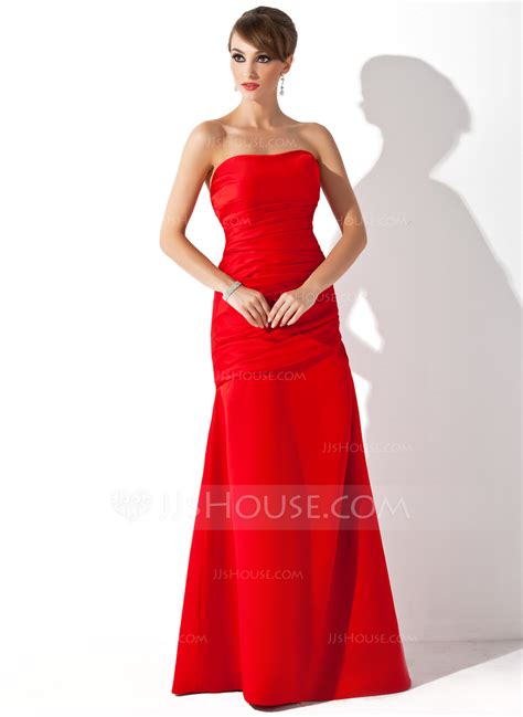 Trumpet/Mermaid Strapless Floor-Length Satin Bridesmaid Dress With ...