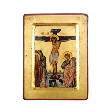 Buy The Crucifixion of Jesus Christ Handmade Icon Golden Leaves Plated ...