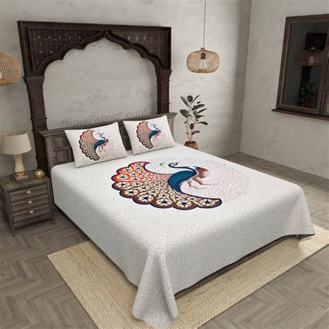 Twill Cotton Bedsheet Dancing Peacock – JaipurFabric®
