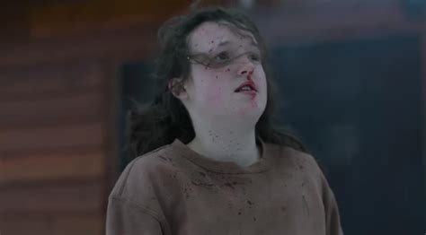 Ellie after finishing a gruesome shift butchering meat and smoking BBQ ...