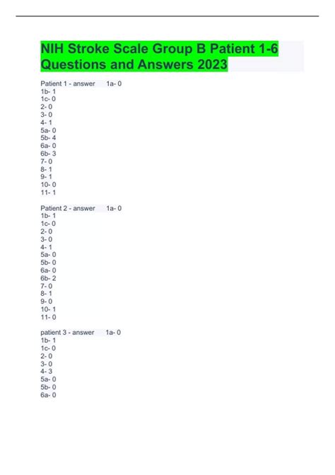 Nih Stroke Scale Chart Printable