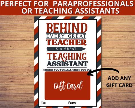 Paraprofessional Appreciation Week Gift Card Holder Printable - Etsy