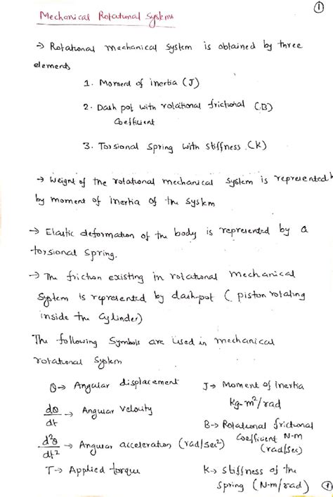 Introduction to Control Systems: Module 1 Handwritten Notes - Studocu