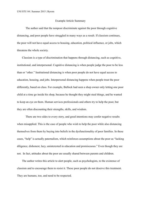 Image result for Article Summary Example