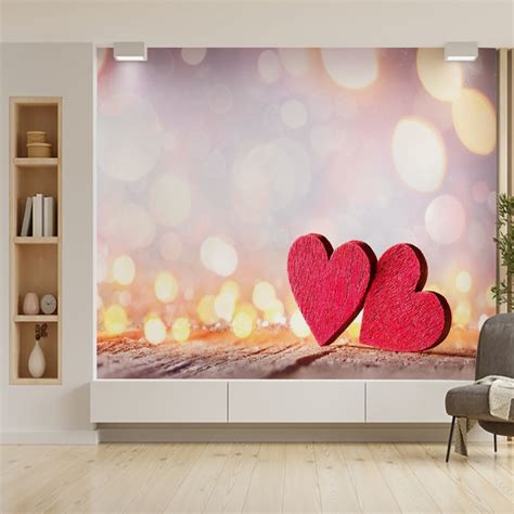 Two Red Wooden Heart Wallpaper – Myindianthings