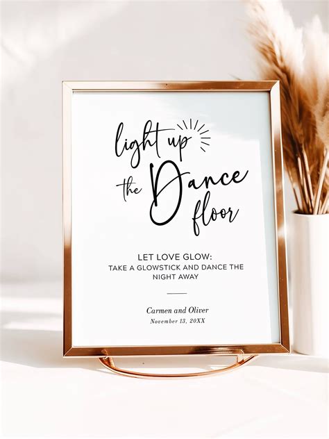 Light up The Dance Floor Sign | Vowpaperie | Glow stick wedding ...