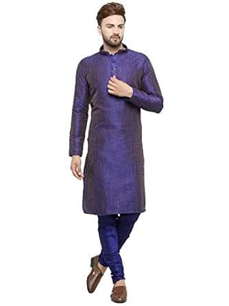Buy Larwa Men's Jacquard Kurta Pyjama Set Royal Blue at Amazon.in