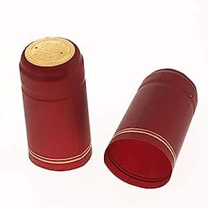 KHATI 100 PVC Wine Bottle Heat Shrink Capsules 30mm -Burgundy(Gold Top ...