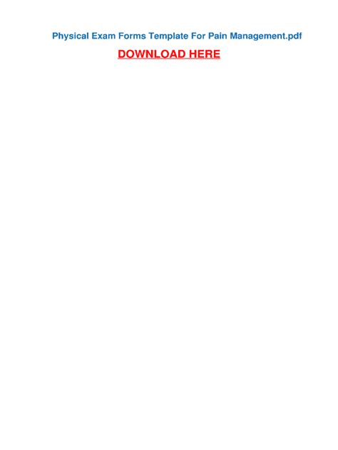Fillable Online Physical Exam Forms Template For Pain Management Fax ...