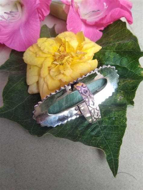 Amazonite Ring Sterling Silver Long Stone Ring Statement Ring - Etsy India