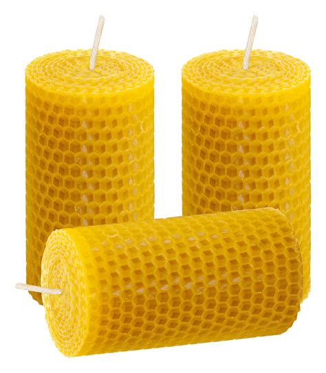 Beeswax candle Handmade Natural floral scented yellow (3 Pieces)