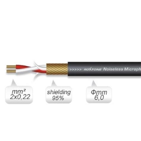 Кабель микрофонный Roxtone MC002, 2х0.22 кв. мм, вн. диаметр 6 мм, 100 ...